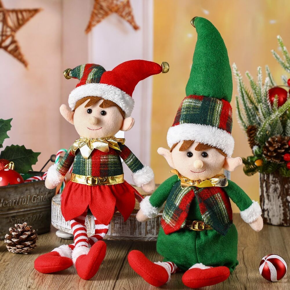 5809 2 Pcs Christmas Throw Pillow Plush Gingerbread Pillows Cute Elf